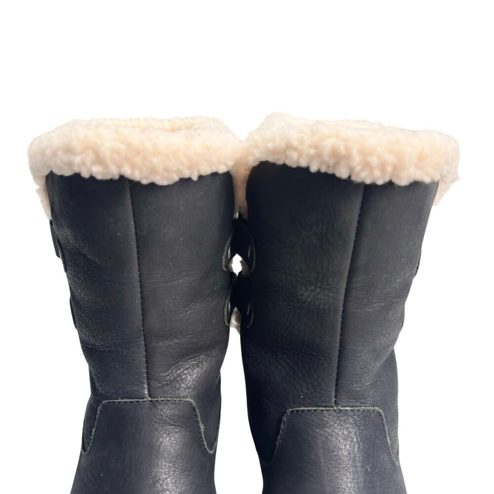 Ugg | Women | Akadia Black Leather Sheepskin Fur Pull On Fall Boots | Size US 7 - Picture 7 of 16